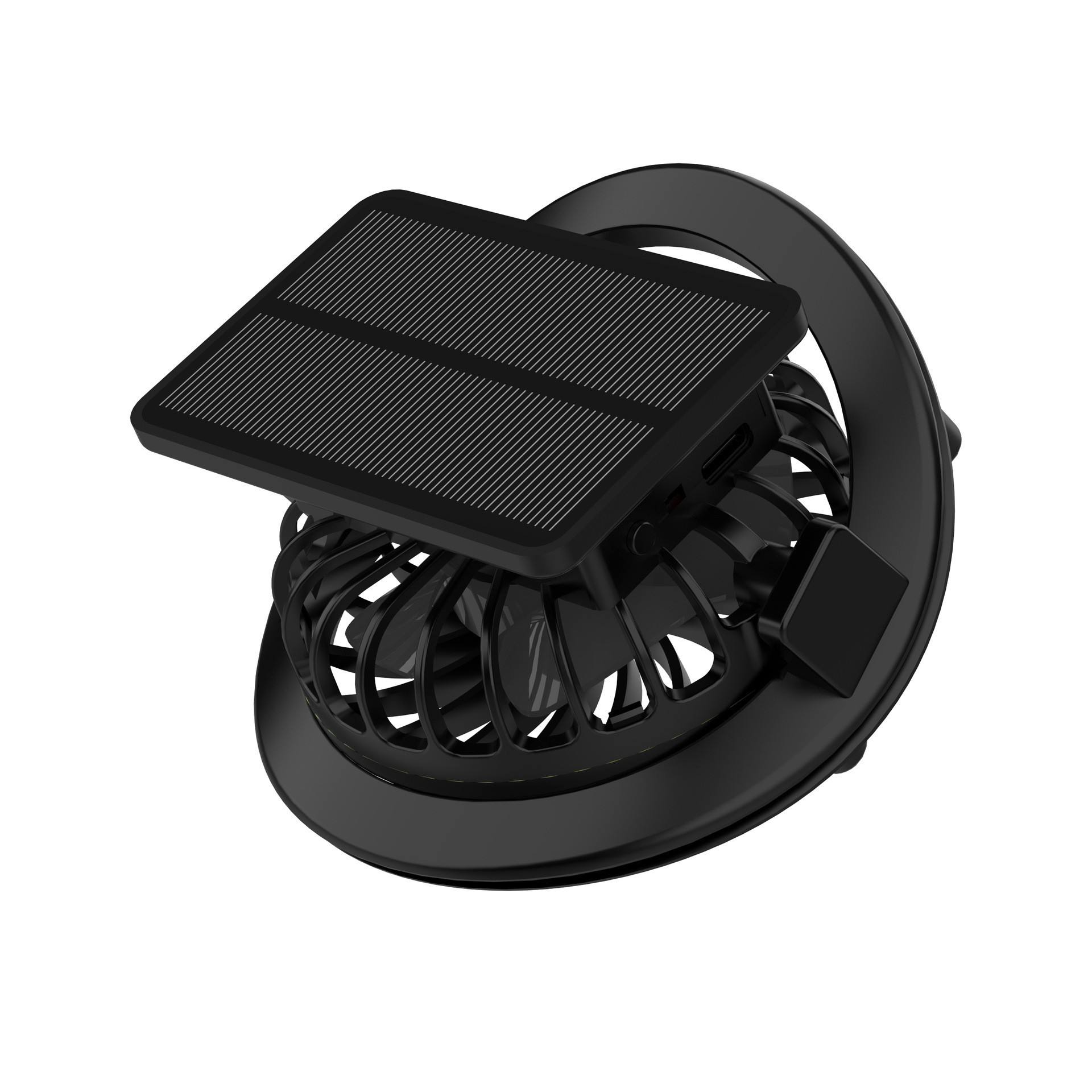 พัดลมชาร์จพลังงานแสงอาทิตย์ HW-MX9 สีดำ (ขึ้นรูปตามสั่ง)