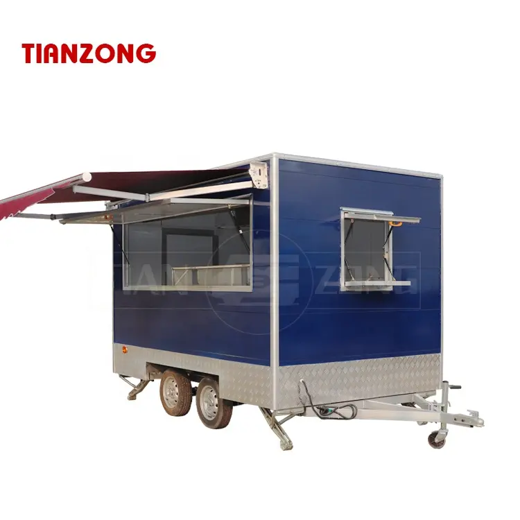 Tianzong caminhão reboque t3 para pizza, caminhão móvel de rua para venda, desenho único para alimentos rápidos