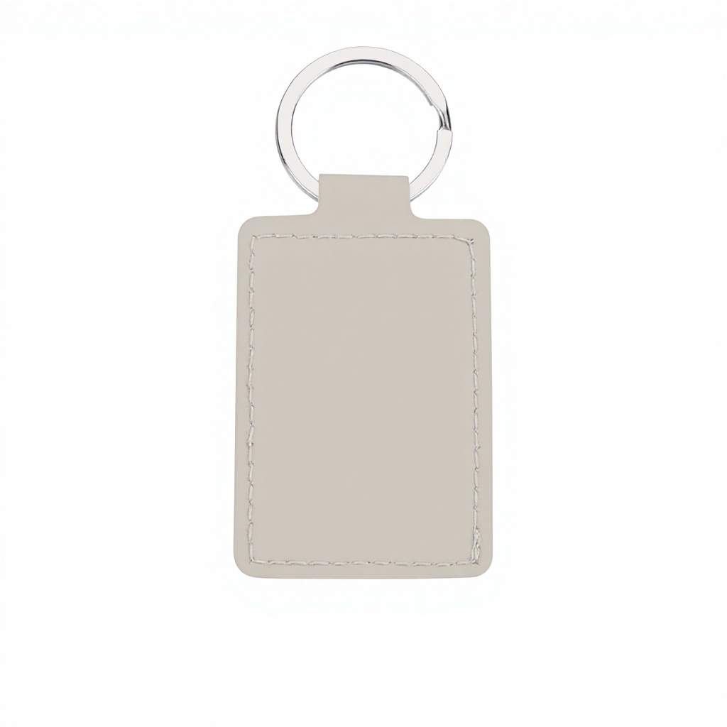 Llavero rectangular de cuero pu-beige