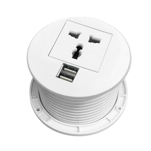 Ojal de enchufe de escritorio redondo integrado con enchufe de 1AC y cargador de 2USB 20W PD carga rápida muebles enchufes de mesa - Product Image 3