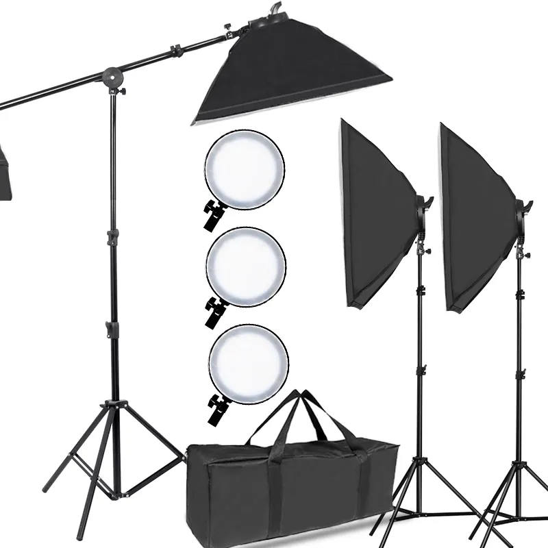 Iluminação de estúdio fotográfico 45w, kit de iluminação profissional para fotografia 20 'x 28' softbox, lâmpadas de led reguláveis com controle remoto