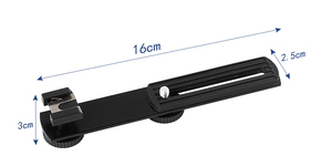 Soporte horizontal para cámara Mini Flash Mount Bar Rail con tornillo de 1/4 "para cámara DSLR Luz LED Flash Light Micrófono - Product Image 2