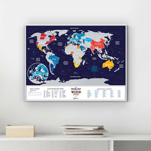 廉价定制印刷刮痕海报和纸管海报彩色世界地图海报 - Product Image 4