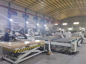 Línea de trabajo de máquina de anidamiento de carpintería de enrutador CNC de descarga de carga de etiquetado automático