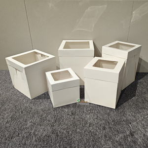 Sunshie Custom Logo 12 Inch White Cake <strong>Boxes</strong> 12 x 12 x 6 Inches Bulk with Window and Matt Lamination Embossing - Product Image 6