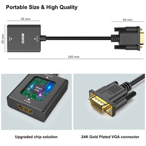 BENFEI HDMI a VGA, adaptador unidireccional de computadora HDMI a Monitor VGA (hembra a macho) con conector de audio de 3,5mm - Product Image 4