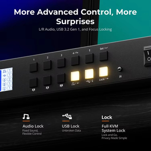 TESmart USB 3.0 HDMI + DP KVM开关，带耳机音频和麦克风3监视器4台电脑4K 60hz遥控KVM对接 - Product Image 5