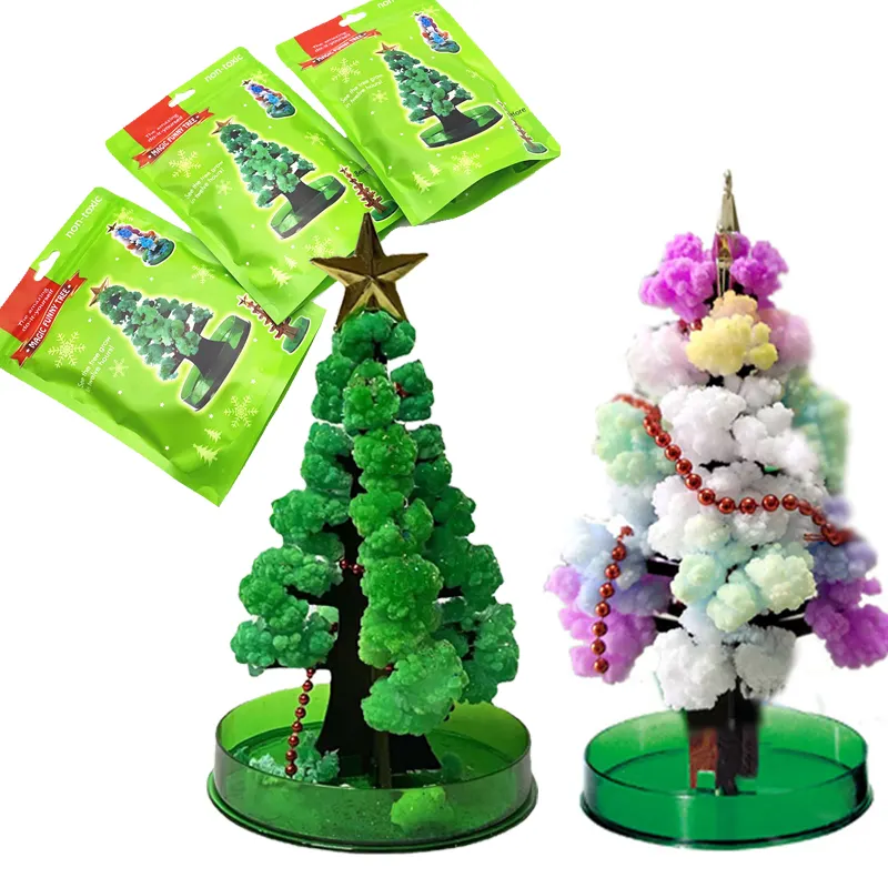 Праздничные украшения, забавная DIY Хрустальная растущая елка, Подарочные игрушки, детская бумажная волшебная Рождественская елка