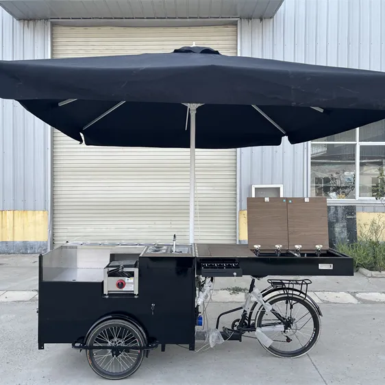 2023 Mobile Street Triciclos Bicicleta Contenedor Camión de comida Moda Fast Coffee Bike para entrega de alimentos Triciclo de comida personalizado Carro