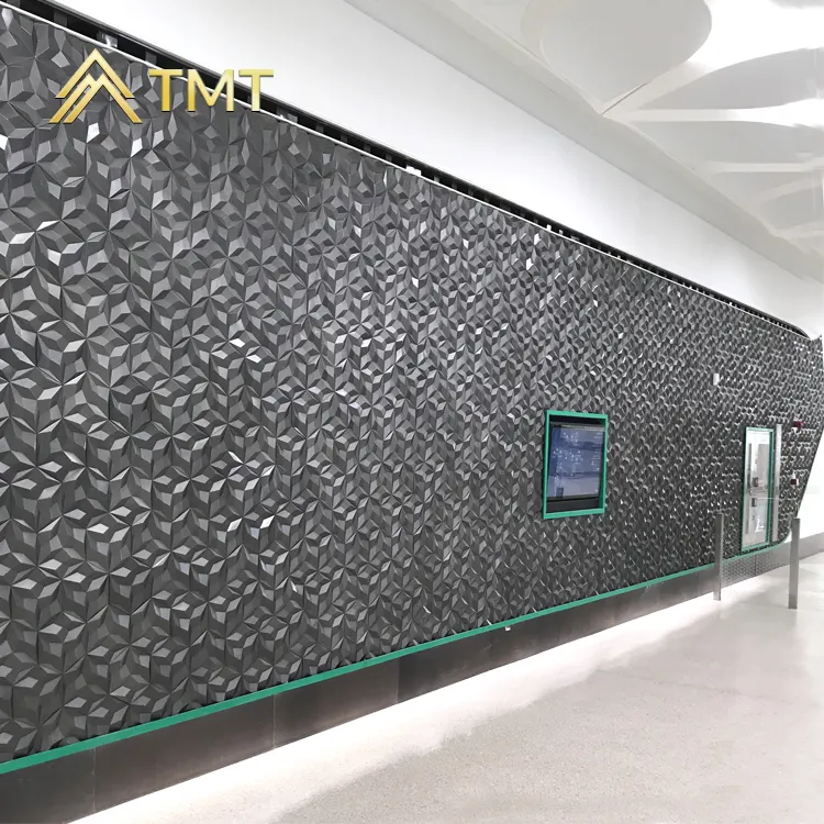 TMT wholesale 3d wall panels exterior plate stainless steel textured 3d wall board exterior wall decorative panel