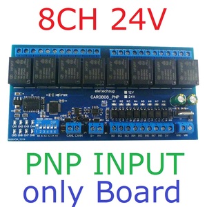 Placa PNP de 8CH y 24V, módulo de relé CAN Fieldbus, RS485, Modbus RTU, PLC, IO, placa de expansión, controlador CAN de entrada Digital NPN/PNP