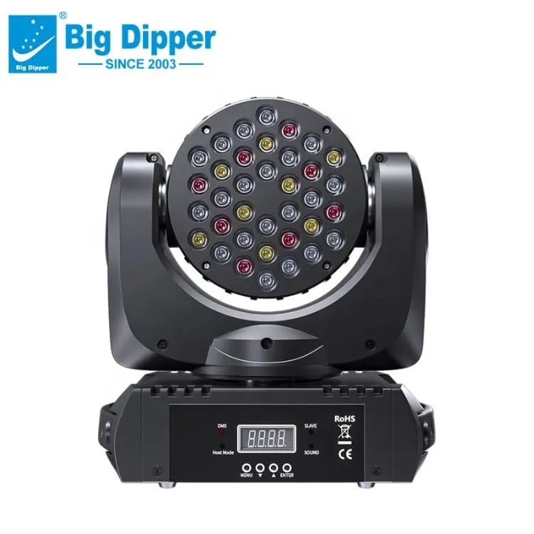 كشاف LED برأس متحركة من Big Dipper مقاس LM108 36*3 وات باللون الأحمر والأخضر والأزرق مع وضع التحكم DMX