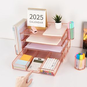 2025批发立式织物铁纸材料可折叠桌面抽屉组织器金属网文件组织器 - Product Image 4
