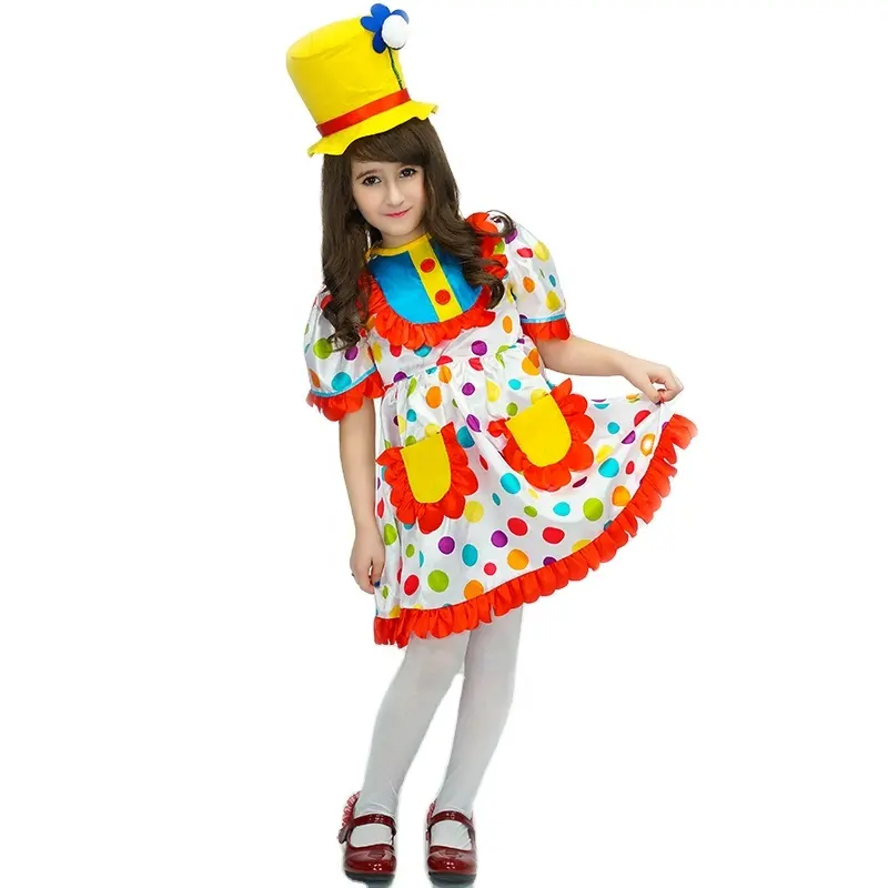 Costume da clown per bambini Dress Up Party Cosplay Costume da Clown per bambini vestito da Clown carino divertente per ragazze