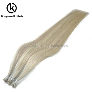 Sıcak satış toptan çift çekilmiş bakire Remy insan beyaz kadınlar için saç saç ilavesi cilt Pu klip - Product Image 3