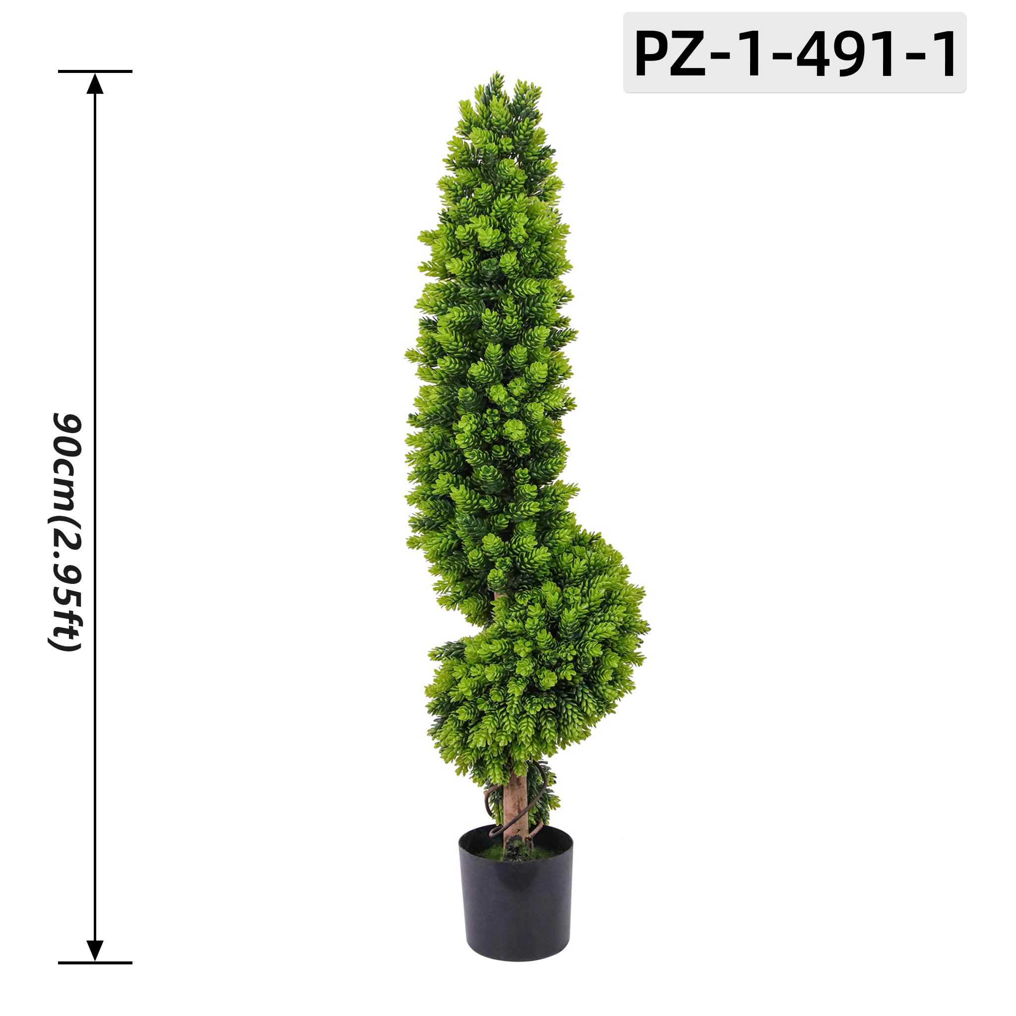 Light Green Spiral Artificial Cypress Topiary Tree (90cm/2.95ft)