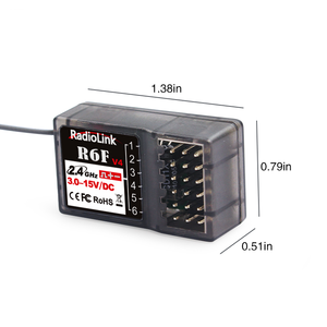 Radyolink R6F 6CH 2.4GHz RC araba ve tekne için alıcı RC4GS/RC6GS/RC4G/T8FB radyo uzaktan kumanda kontrolörleri - Product Image 2