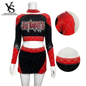Özel tezahürat üniformalar kırmızı sevimli tezahürat üniformaları sparkle all star cheer üniforma çocuklar - Product Image 3