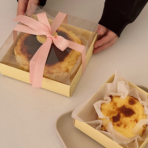 4 inç 6 inç bask cheesekek kutusu peynir kek ambalajı şeffaf kapak fırında tatlı Kraft kutuları - Product Image 5