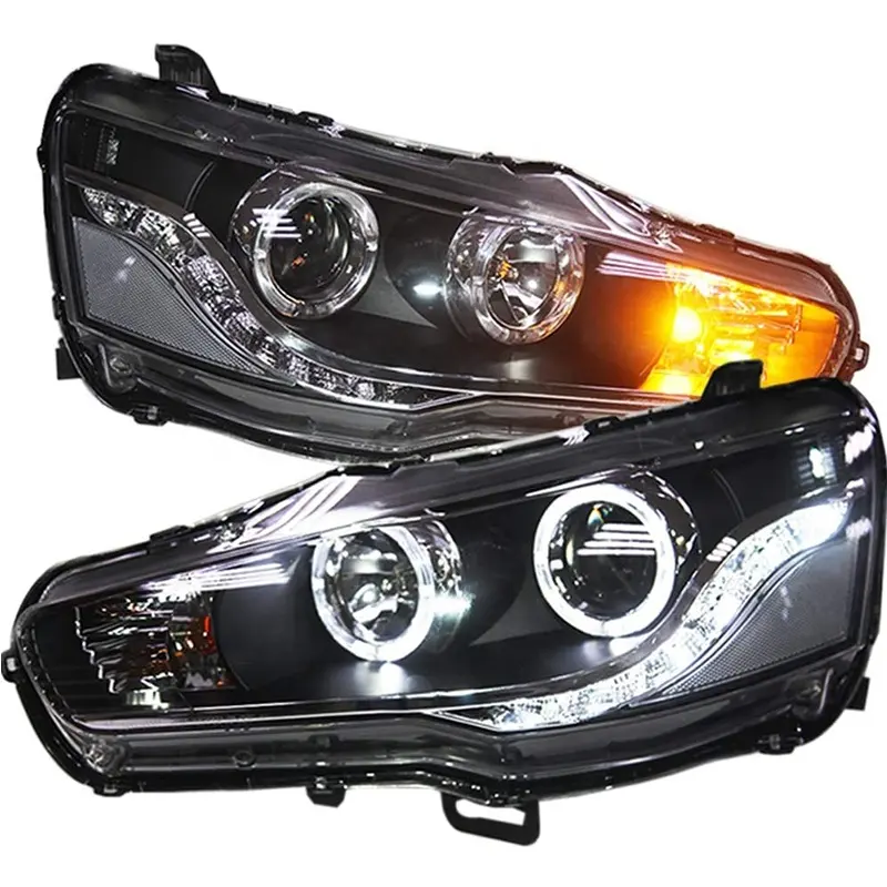 For Mitsubishi Lancer Exceed LED Angel eyes Head Lamp Front Light 2008 to 2013 Year