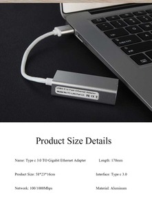 千兆以太网适配器10/100/1000mbps USB 3.0 C型转Lan RJ45网络适配器 - Product Image 5