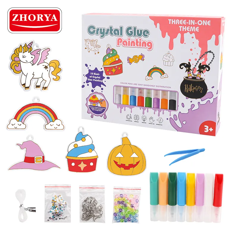 Zhorya DIY crear ventana arte juguete Suncatchers cristal colgante pintura artes y manualidades Kits para niños