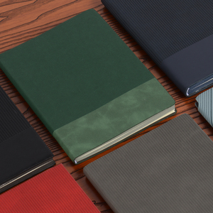 Custom A4 Dual-Material <strong>Striped</strong> Soft-Shell <strong>Notebook</strong> Business-Style Hard-Shell PU Leather Office Meeting &amp; Gift - Product Image 2