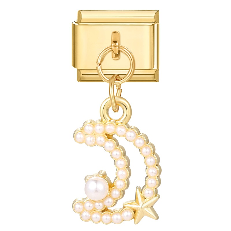 YWXH-85-Gold bottom pendant-pearl moon