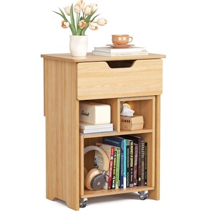 Mesa Final Pequeno Night Stand para Pequenos Espaços Mesa de Cabeceira com Gavetas Armazenamento Aberto Prateleira para Sala Quarto
