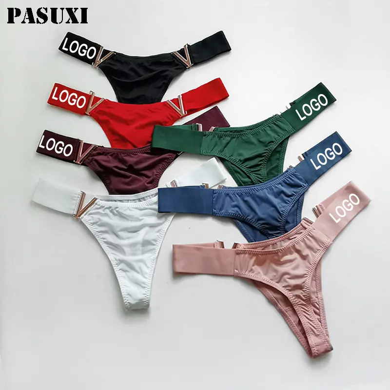 PASUXI 2024 celana dalam wanita Thong pinggang rendah rahasia V huruf G String Lingerie celana dalam mulus celana dalam wanita pakaian dalam sutra es