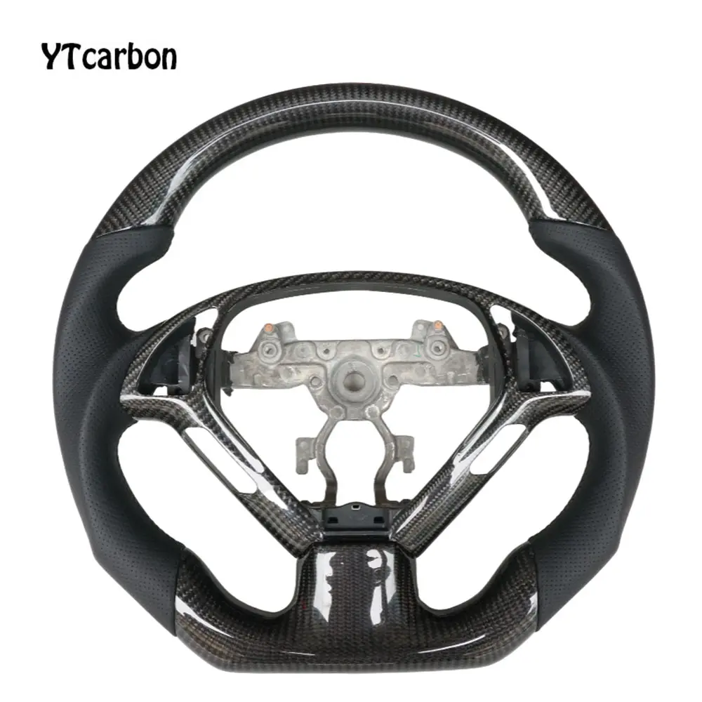 Volante de fibra de carbono cortado YTcarbon para volante de coche de carreras Infiniti G37 G37S Coupe