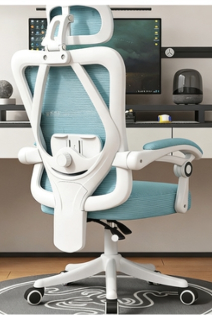 White frame blue mesh+headrest+soft bag footrest
