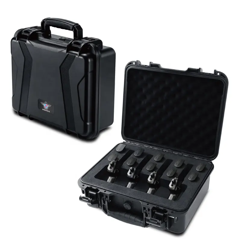 4 Gun & 10 Magazine Wasserdichter Hard Gun Case 385XB Hochleistungs-Werkzeug aufbewahrung sbox mit Custom Foam