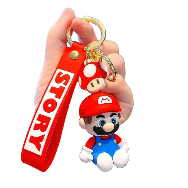 Gioco Mario Bros Luigi personaggio giocattoli cartone animato Super Pvc silicone portachiavi 3D Kawaii Mario gomma portachiavi