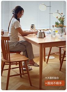 Modern Space Saving <strong>Expandable</strong> Solid Wood Narrow Long <strong>Square</strong> Dining <strong>Table</strong> with Drawer Design - Product Image 6