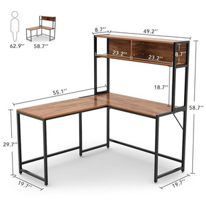 Multifunction Workstation Laptop PC <strong>Table</strong> New <strong>Computer</strong> Desk with Shelf Storage Bookcase and Frame - Product Image 5