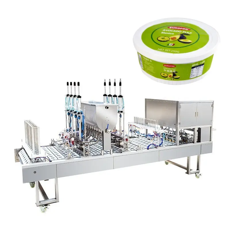 Machine de remplissage et de scellage automatique de gobelets en plastique pour couvercle pâte miel yaourt beurre d'arachide confiture gelée eau