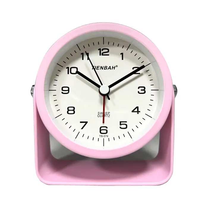 ساعة مكتب مدورة تصميم بسيط ومخصصة للبيع بالجملة تزيين المنزل بإضاءة ليلية ساعة منبه أنيقة