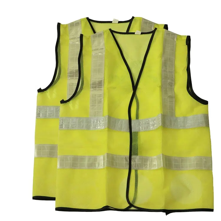 Logo personalizzato a buon mercato tessuto di maglia giallo sul posto di lavoro di avvertimento ad alta visibilità PVC riflettente giubbotto di sicurezza