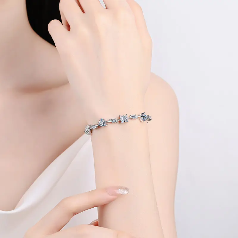 Cao Cấp Tính Khí Nữ Thần Moissanite Vòng Đeo Tay Thời Trang Sterling Bạc 925 Đa-Quý Đá Vòng Đeo Tay Nhà Máy Nóng Bán