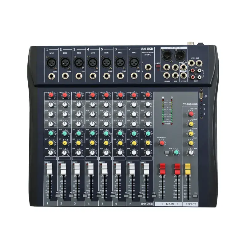 2023 penjualan langsung pabrik Mixer Audio profesional 8 Channel USB Bluetooth dj mixer melakukan