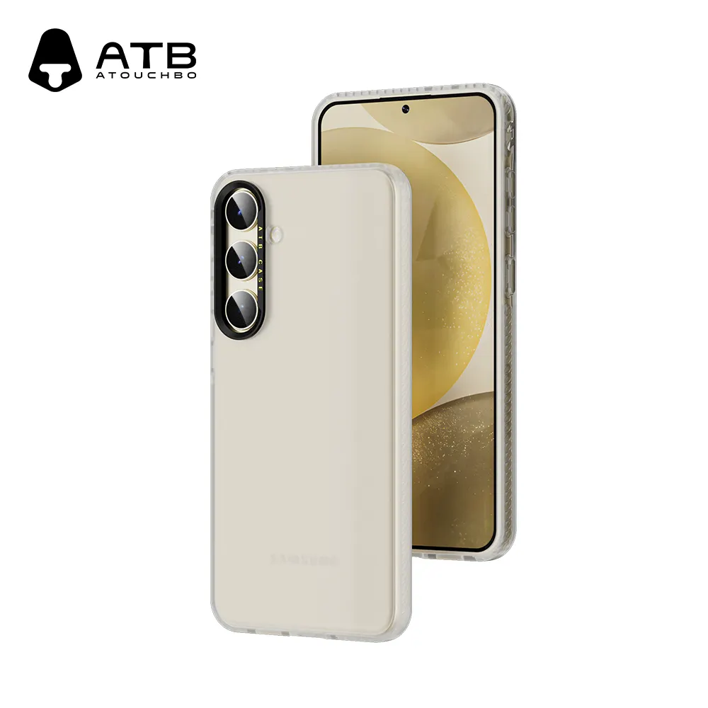 ATB Pare-chocs Antichoc TPU PC Givré Translucide Anti Jaune Mat Téléphone Portable Cas pour Samsung S24