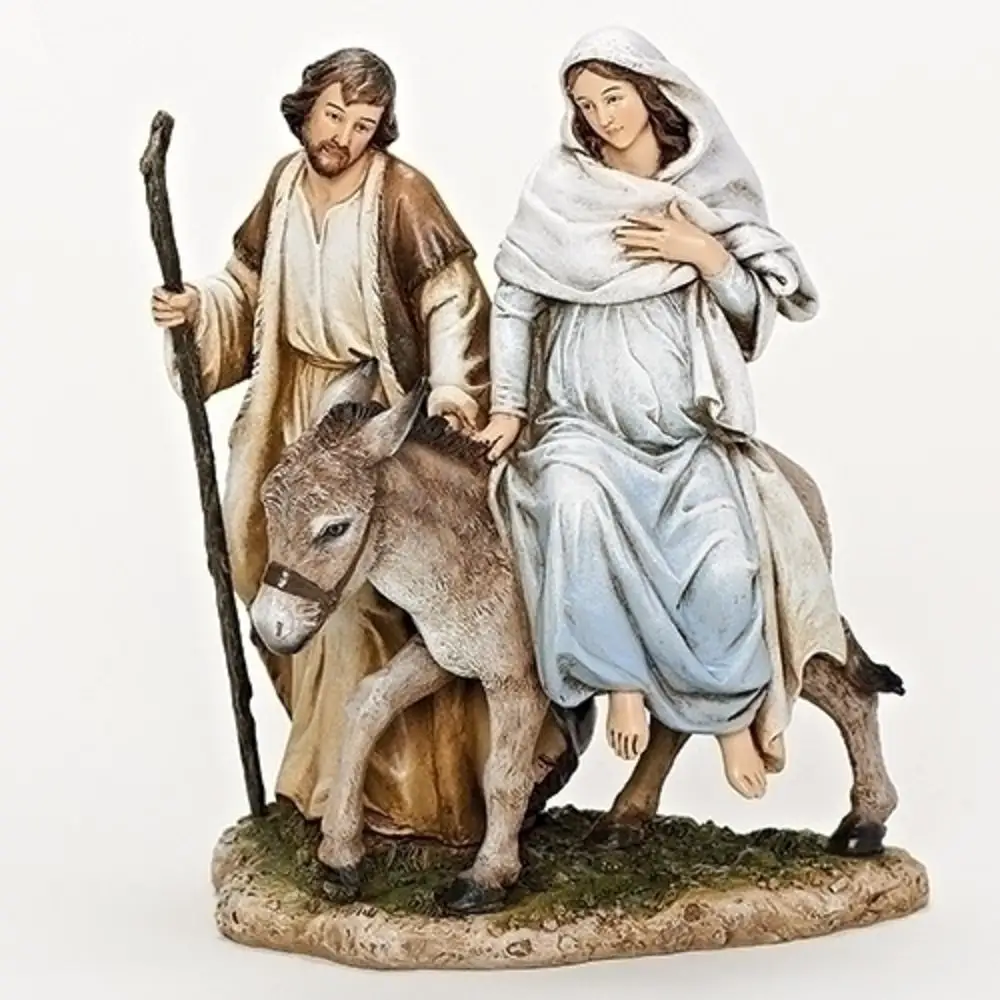 Resina/resina maria e joseph la posada figura, 8 polegadas resina pedra top estatueta estátua resina donkey