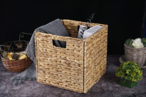 XH Kệ Lục Bình Dưới Nước Tự Nhiên Dệt Hình Vuông Gấp Được 12 Inch Giỏ Đựng Đồ Hộp Đựng Đồ Giặt Có Thể Gấp Gọn - Product Image 5