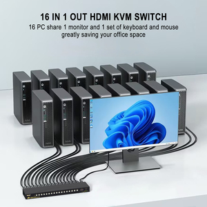 JideTech 16x1 HDMI KVMスイッチ (USB 3.0ハブ付き) 、16 in 1 Out 4K HDMIスイッチャー (4K 60Hz解像度) 、ラックマウントKVMスイッチ - Product Image 4