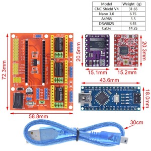 TZT 1SET 3 DV4 CNC Shield V4 Nano 3.0 3 Stück DRV8825 oder A4988 Reprap Stepper Drivers Set für Arduino