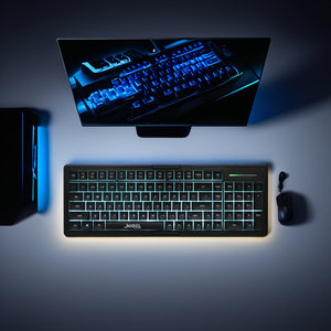 Multimedia <strong>Function</strong> 101-Key Wired <strong>Keyboard</strong> with Blue Lighting Black ABS USB <strong>Computer</strong> Gaming Accessories