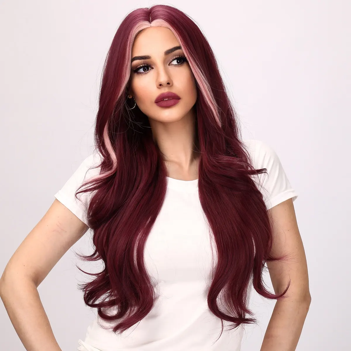2023 Hot Selling Popular fashion wigs Europe and America wine red highlight dyed curly wigs wig vendor