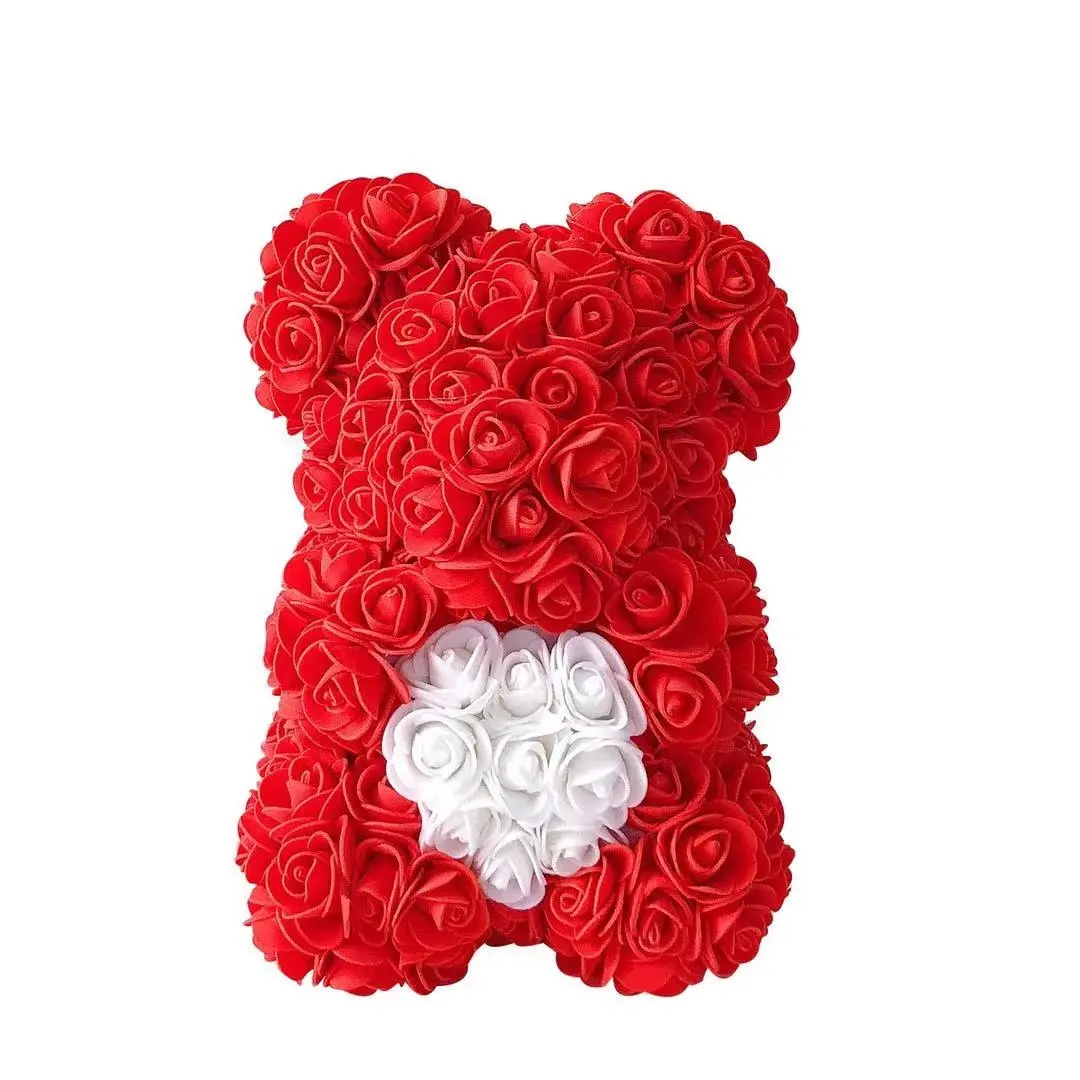 Rosa Artificial de regalo de San Valentín, mejor regalo de Navidad, flor de pe, caja de regalo de 25cm, rosa de peluche de flor