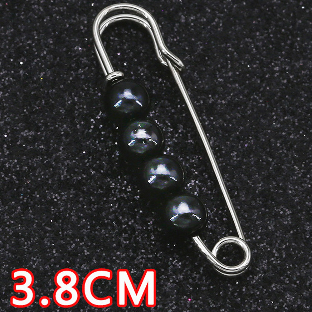 YJ014 Four Black Faux Pearl Silvery Brooch (3.8cm)